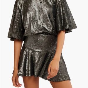 Free People Manuka Shimmering Black Sequin Dress